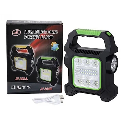 Lampă Camping JY-258B, 40 LED-uri + Lanternă Laterală, Încărcare Solară & USB
