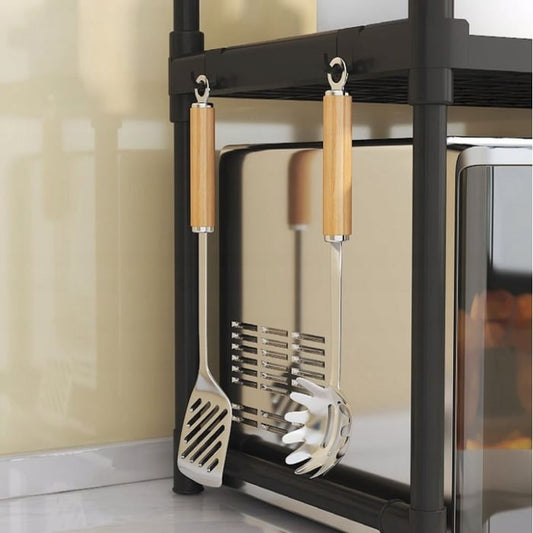 Etajeră pentru Cuptor cu Microunde, Plastic, 49 x 48 x 32 cm, Negru – Organizator Practic pentru Bucătărie