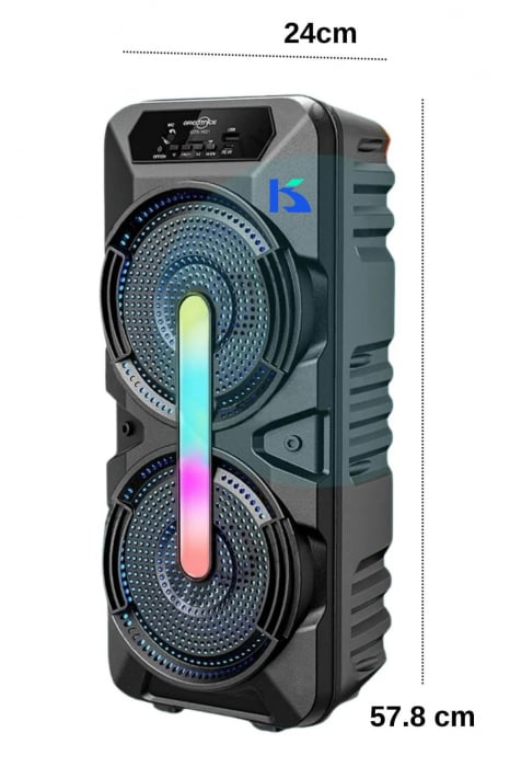 Boxă Portabilă Bluetooth GTS 1621, 2x6.5”, RGB, Radio FM, USB, MicroSD