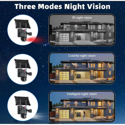 Cameră Solară 4k, Conexiune 4G, 12MP Ultra HD,2 lentile, Zoom 10X, Vedere Nocturnă Color, Panou 7.5W