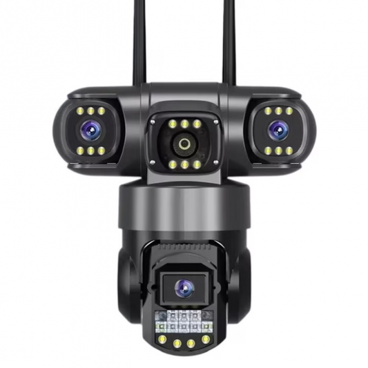 Cameră de Supraveghere WiFi 12MP Tripla, 2K, PTZ, Zoom 10X, Vedere Nocturnă Color, Audio Bidirecțional