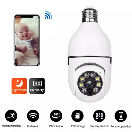 Cameră IP Wi-Fi cu Iluminare Smart E27, 1080p, 360°, Audio Bidirecțional