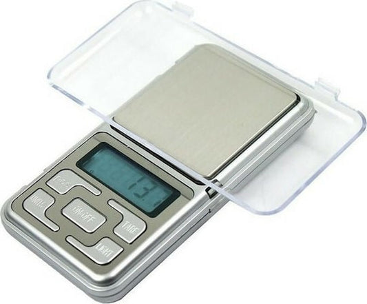 Cântar de Buzunar MH-500 – 500 g, Precizie 0,1 g, Funcție TARA, Design Compact Argintiu