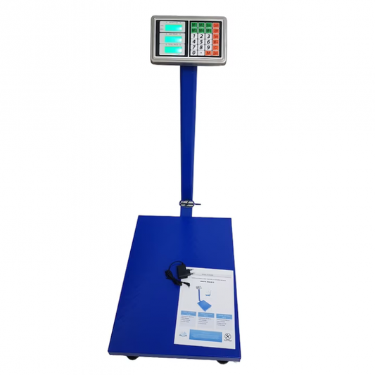 Cântar Electronic cu Platformă Metalică și Braț Rabatabil – LCD, 220V + Baterie, 7 Prețuri Presetabile