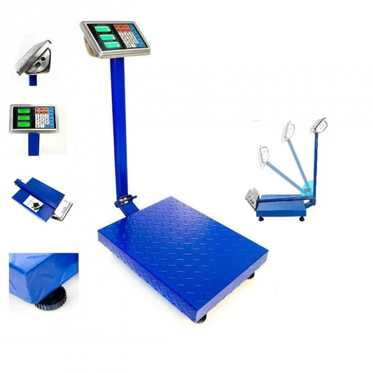 Cântar Electronic cu Platformă Metalică și Braț Rabatabil – LCD, 220V + Baterie, 7 Prețuri Presetabile