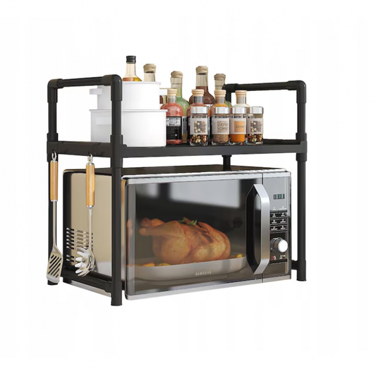 Etajeră pentru Cuptor cu Microunde, Plastic, 49 x 48 x 32 cm, Negru – Organizator Practic pentru Bucătărie