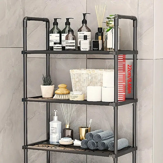 Raft depozitare, 3 polite, etajera baie, metal, polite reglabile